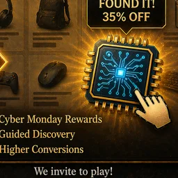 Circuit-chip reward icon representing Shopify Cyber Monday treasure hunt guide