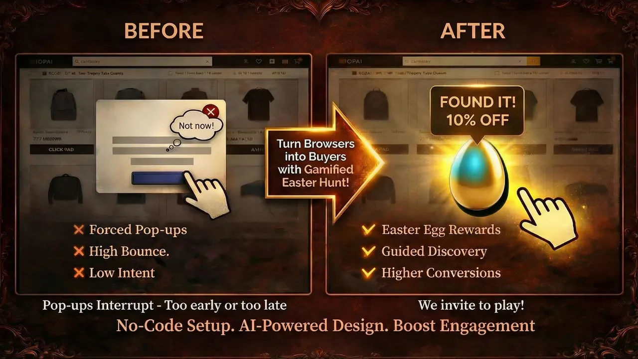 Treasure Quest Shopify Easter egg hunt app campaign preview showing a gamified Easter shopping experience.