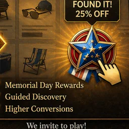 Patriotic star badge icon representing Shopify Memorial Day treasure hunt guide