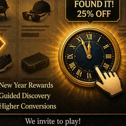 Countdown clock reward icon representing Shopify New Year treasure hunt guide